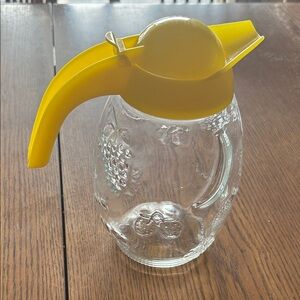 Yellow Glass Juice Pitcher with Pour Spout